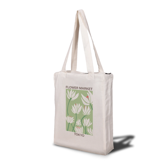 Flower Market Tokyo Tote Bag with Zip