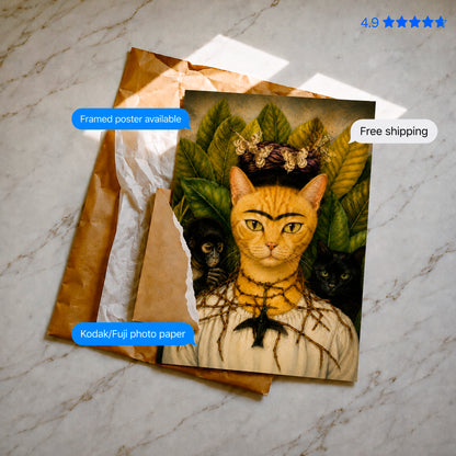 Purrida Kahlo Art Print Poster & Framed Print