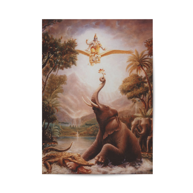 Gajendra the Elephant Vintage Mythology Poster & Framed Print - Nukkad Studios