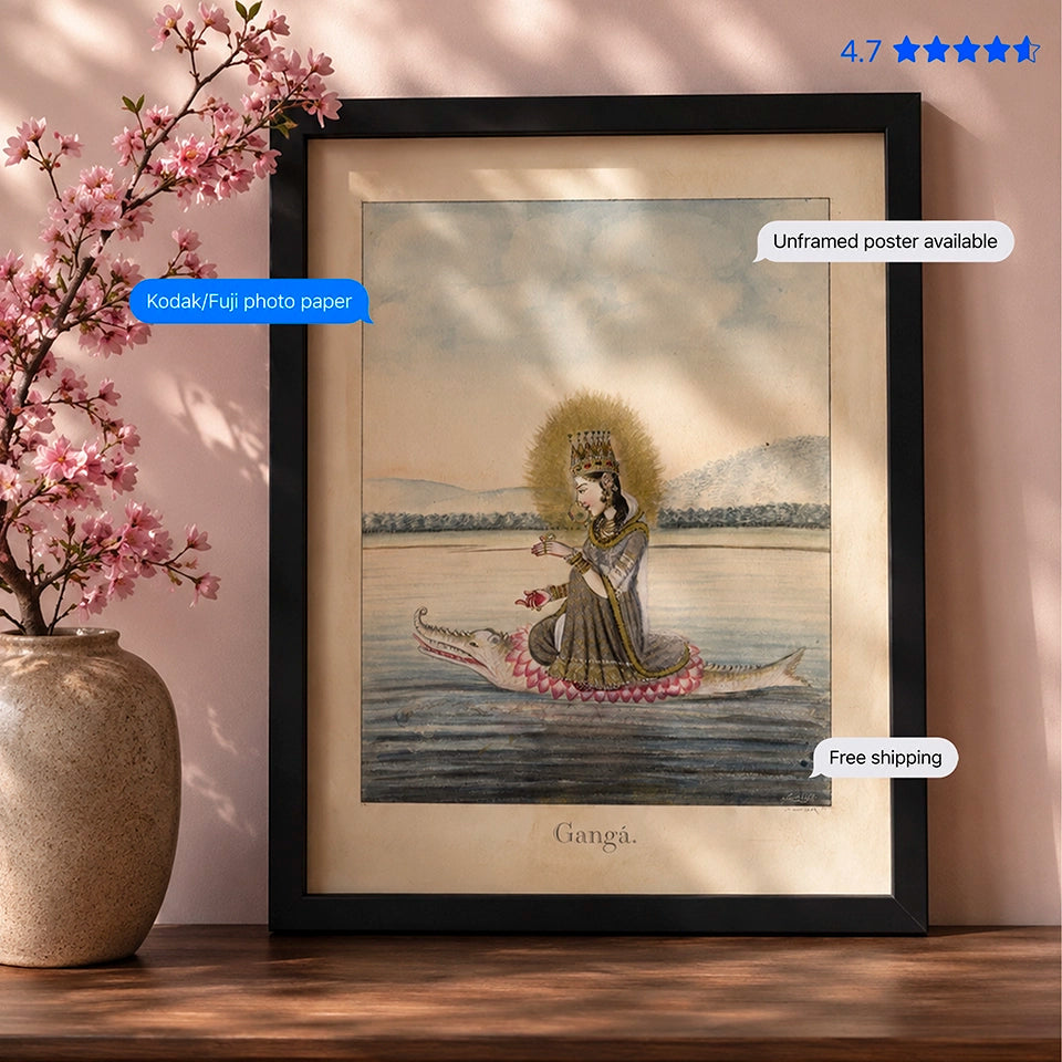 Goddess Ganga 19th-century Vintage Poster & Framed Print