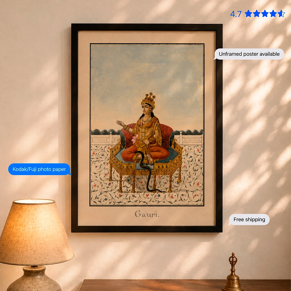 Goddess Gauri 19th-century Vintage Poster & Framed Print