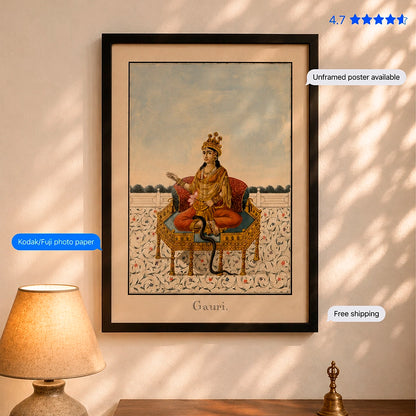 Goddess Gauri 19th-century Vintage Poster & Framed Print