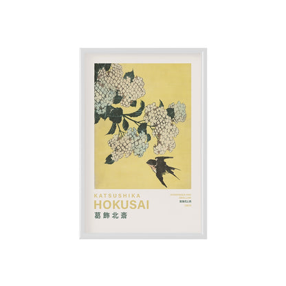 Hokusai Hydrangea and Swallow Poster & Framed Print