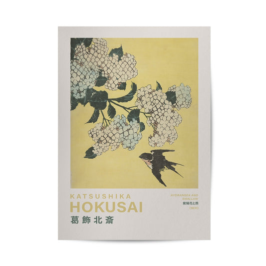 Hokusai Hydrangea and Swallow Poster & Framed Print - Nukkad Studios