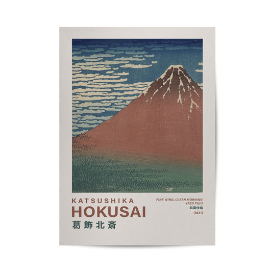 Hokusai Red Fuji Poster & Framed Print - Nukkad Studios