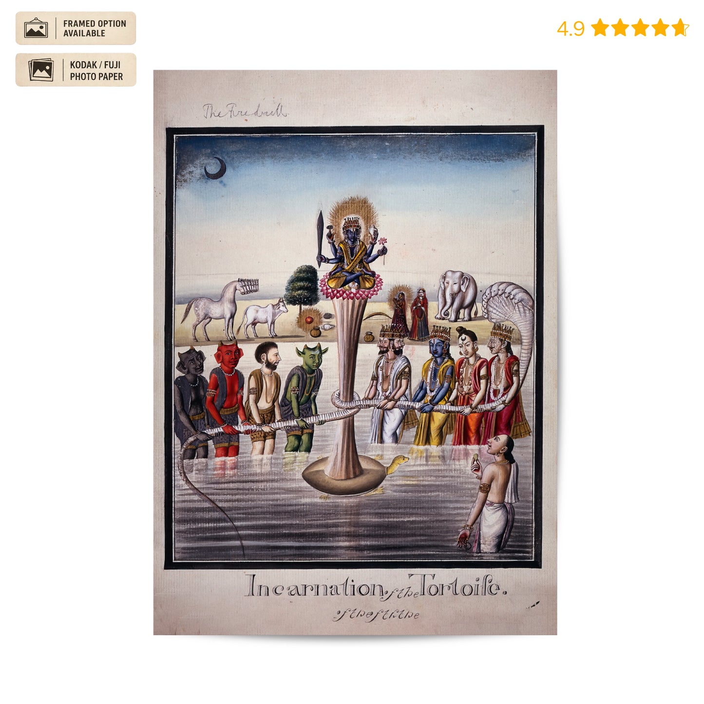 Samudra Manthana Vintage Poster & Framed Print