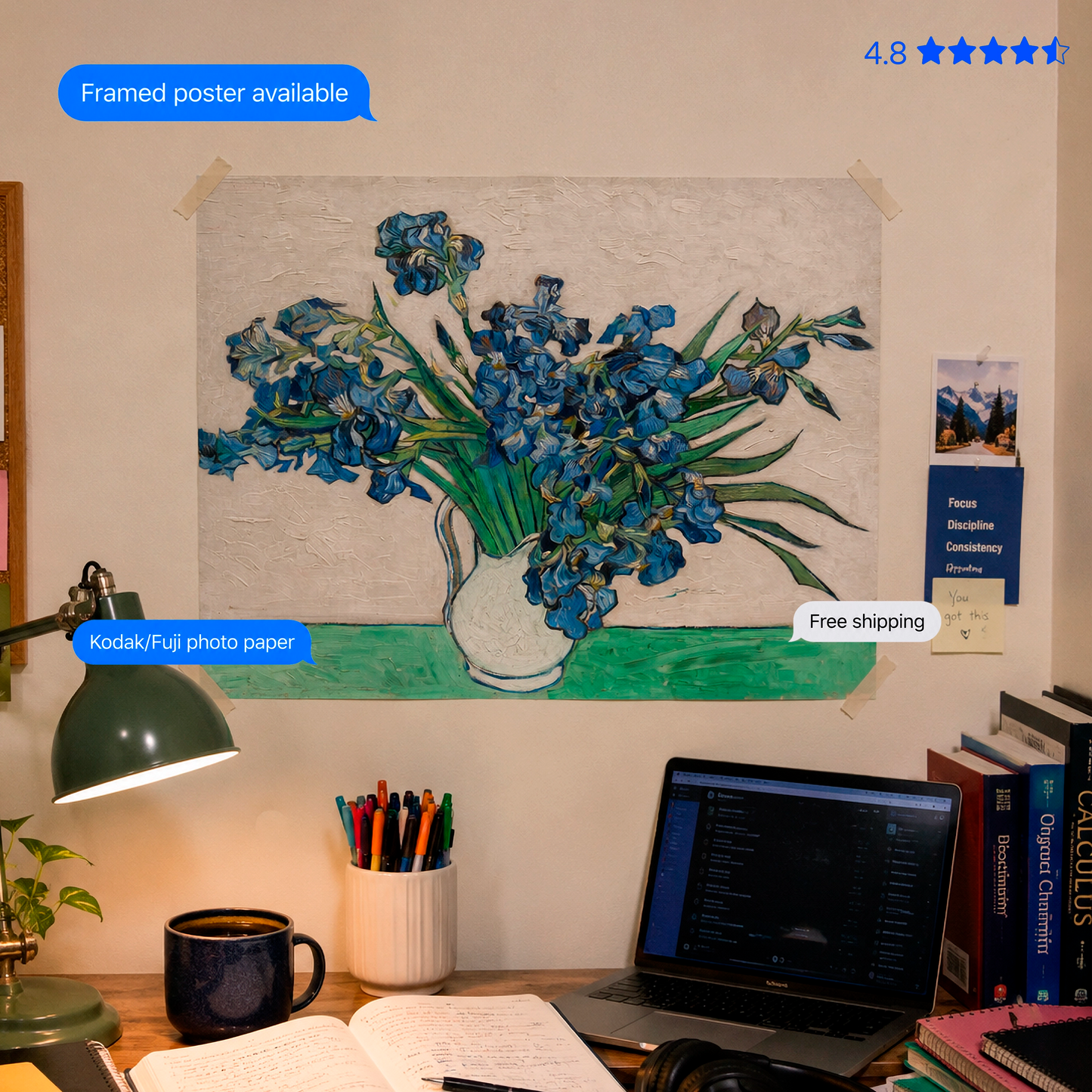 Irises by Vincent van Gogh Poster & Framed Print
