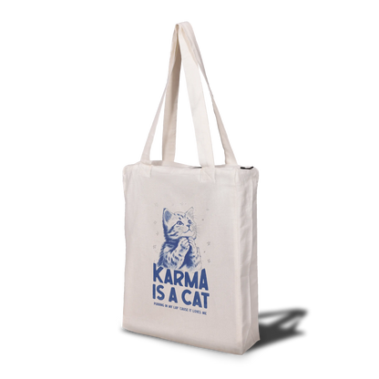 Karma is a Cat Tote Bag with Zip