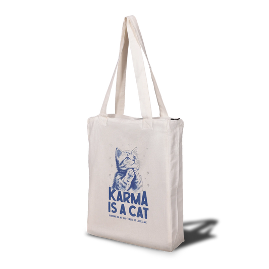 Karma is a Cat Tote Bag with Zip