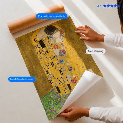 Kiss by Gustav Klimt Poster & Framed Print