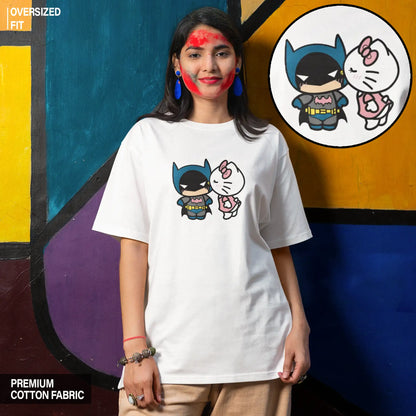 Kitty Kisses Batman Oversized T-shirt