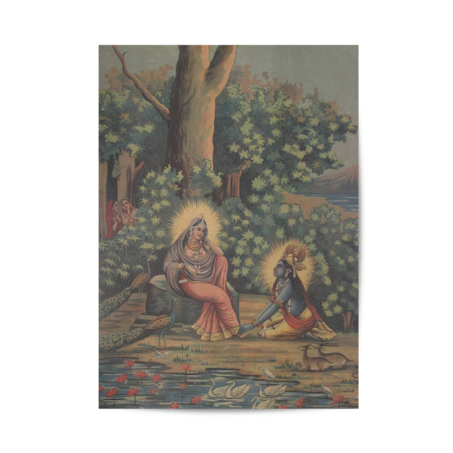 Krishna and Radha Vintage Mythology Poster & Framed Print