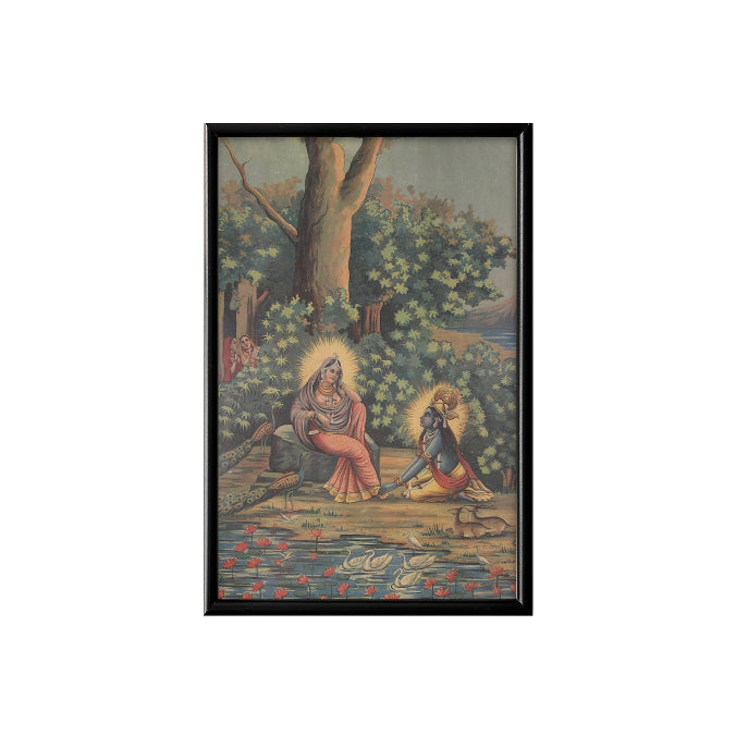 Krishna and Radha Vintage Mythology Poster & Framed Print - Nukkad Studios