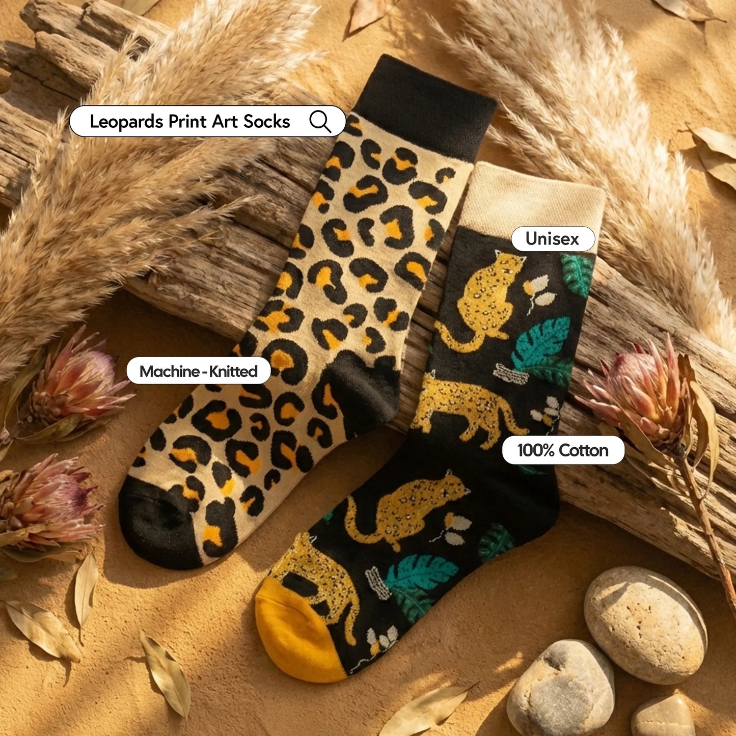 Leopard Print Art Socks