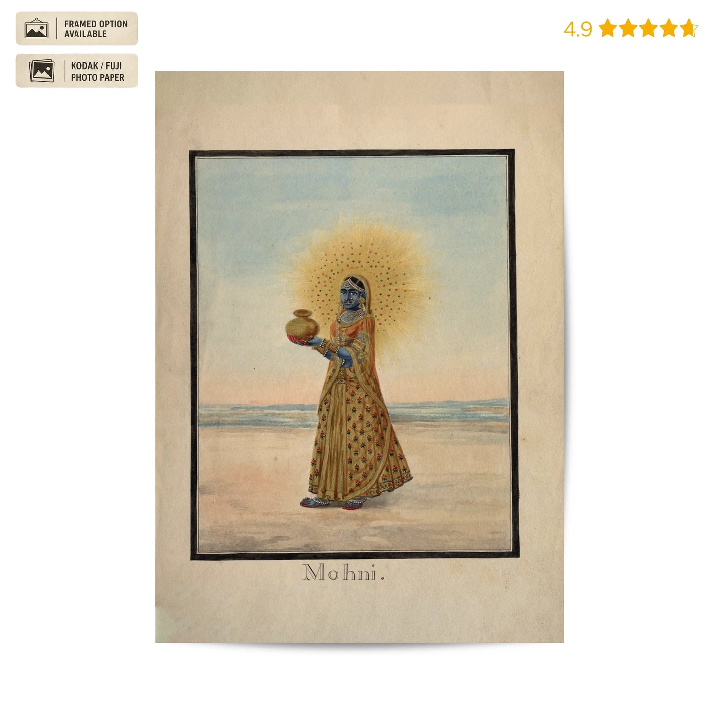 Mohini Vishnu Avtar 19th Century Vintage Poster & Framed Print