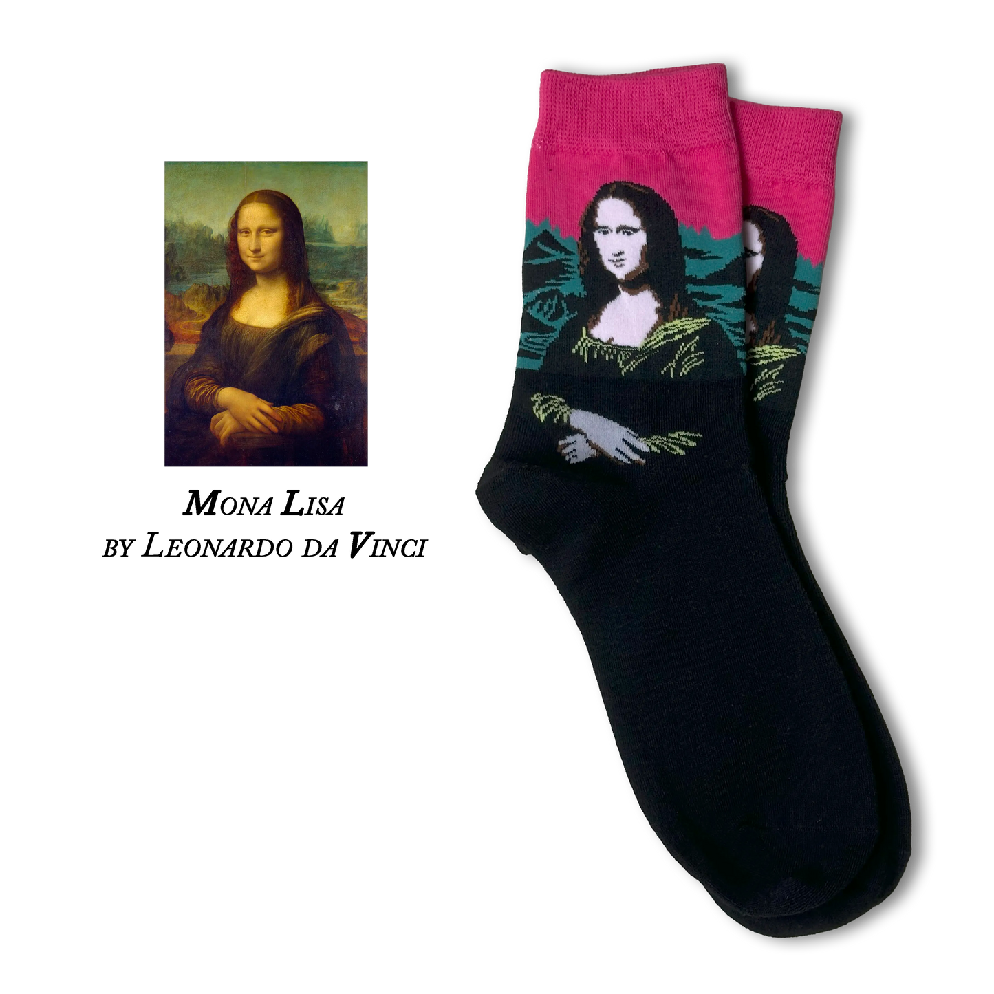 Mona Lisa Pink by Leonardo da Vinci Socks