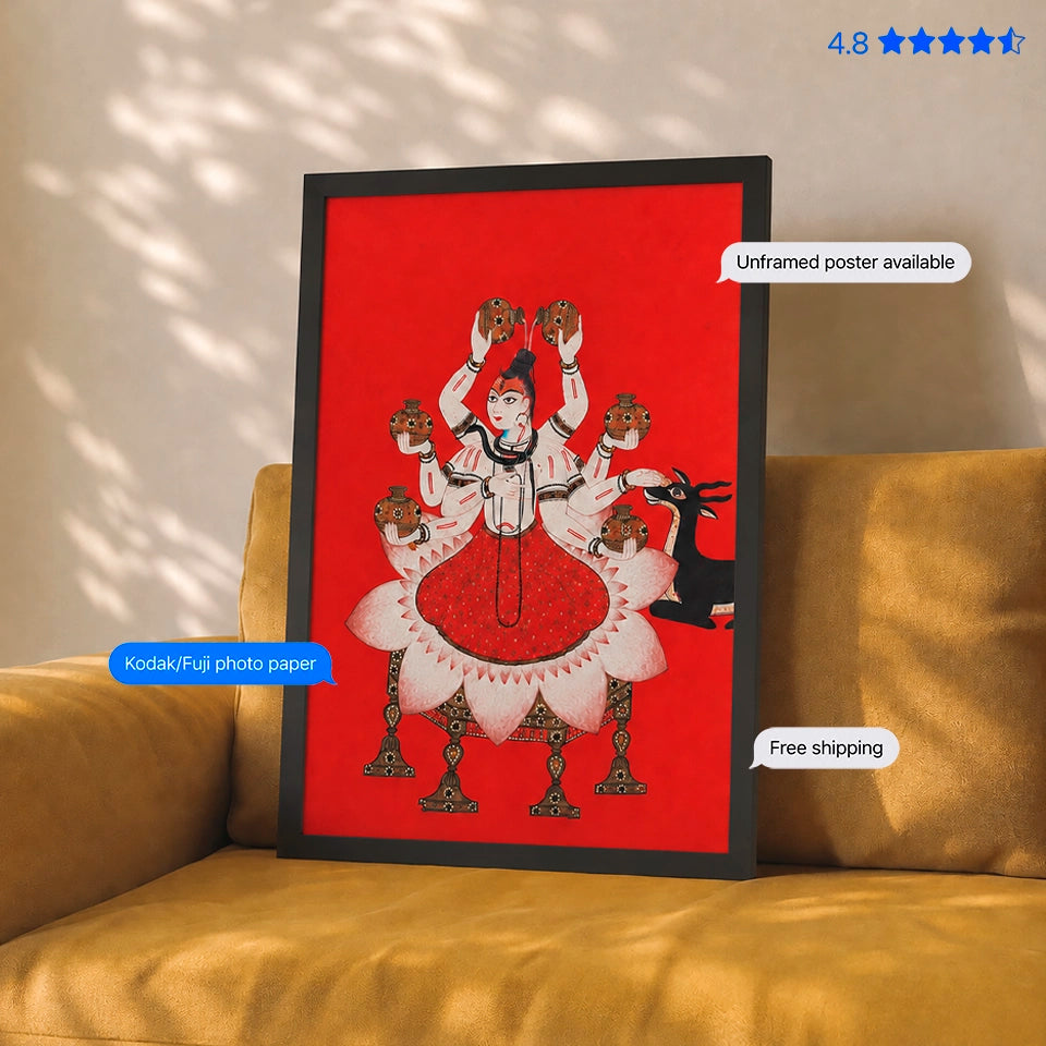 Mrityunjaya Shiva 18th-century Vintage Poster & Framed Print