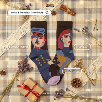 Muse & Monsieur Cubist Couple Art Socks