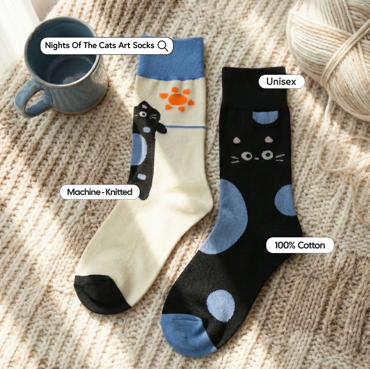 Night of the Cats Art Socks