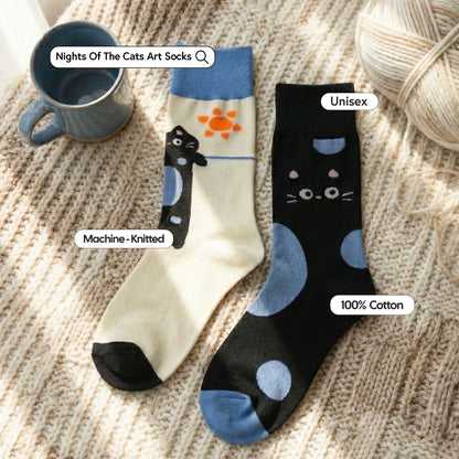 Night of the Cats Art Socks