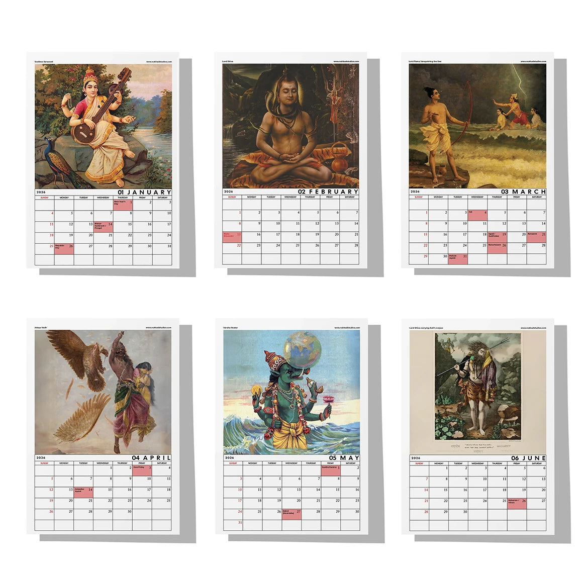 Mythology Calendar 2026 Wall Calendar