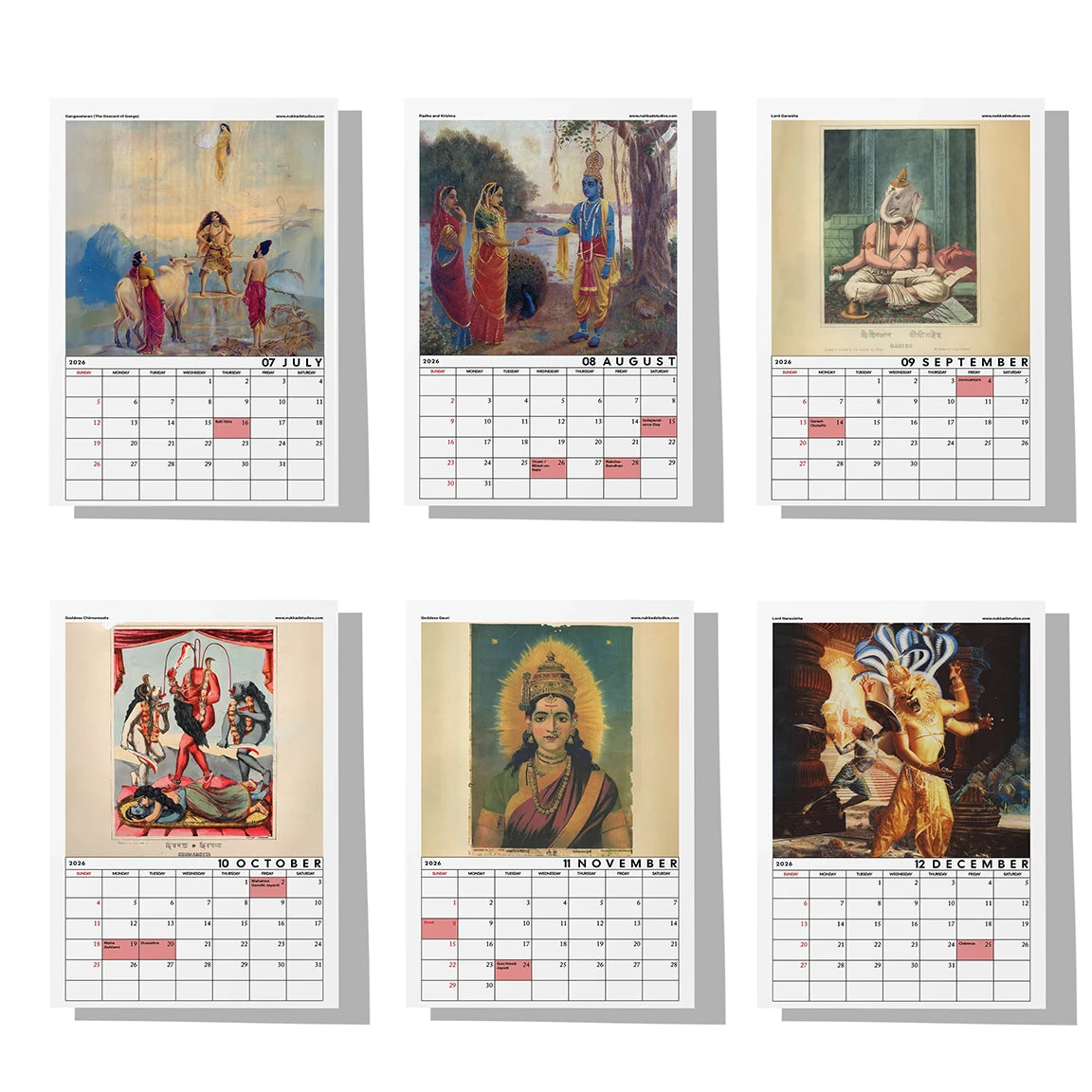 Mythology Calendar 2026 Wall Calendar