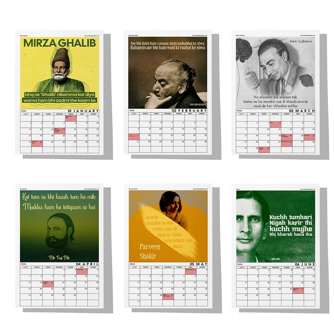 Sher-O-Shayari Calendar 2026 Wall Calendar