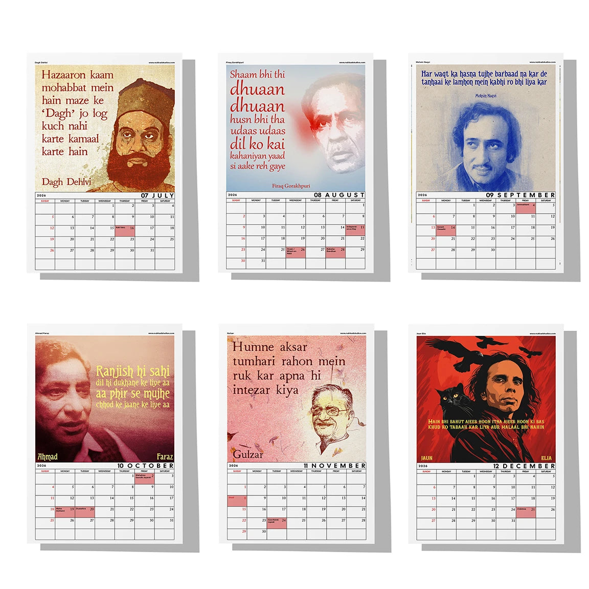 Sher-O-Shayari Calendar 2026 Wall Calendar