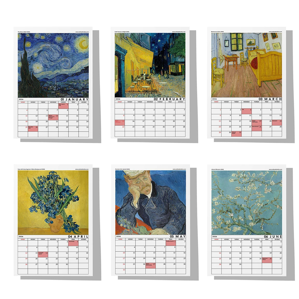 Van Gogh Calendar 2026 Wall Calendar