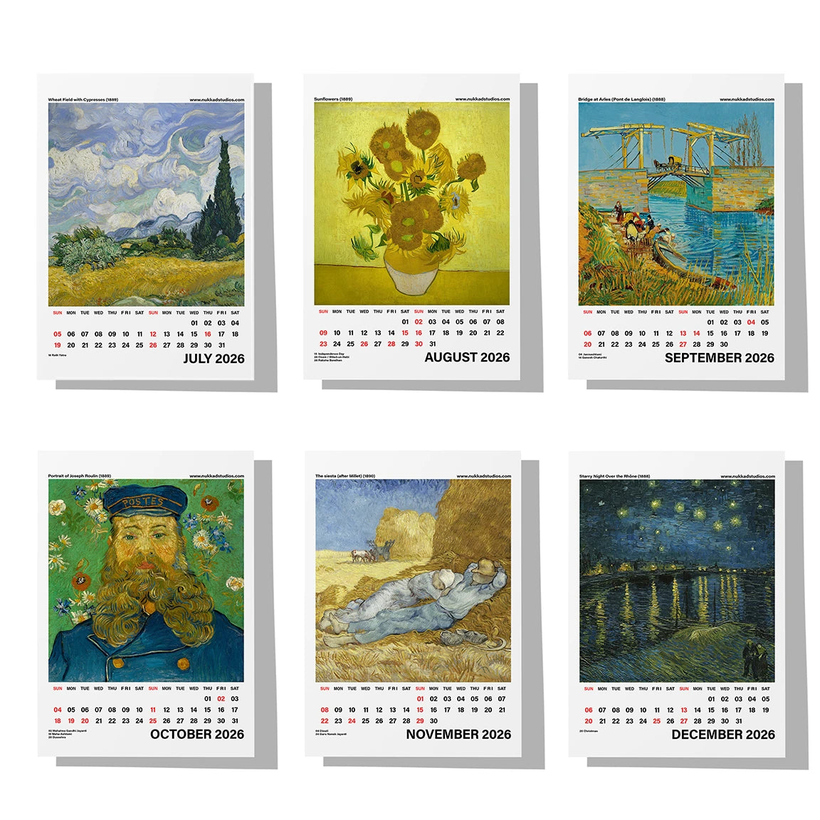 Van Gogh Calendar 2026 Desk Calendar