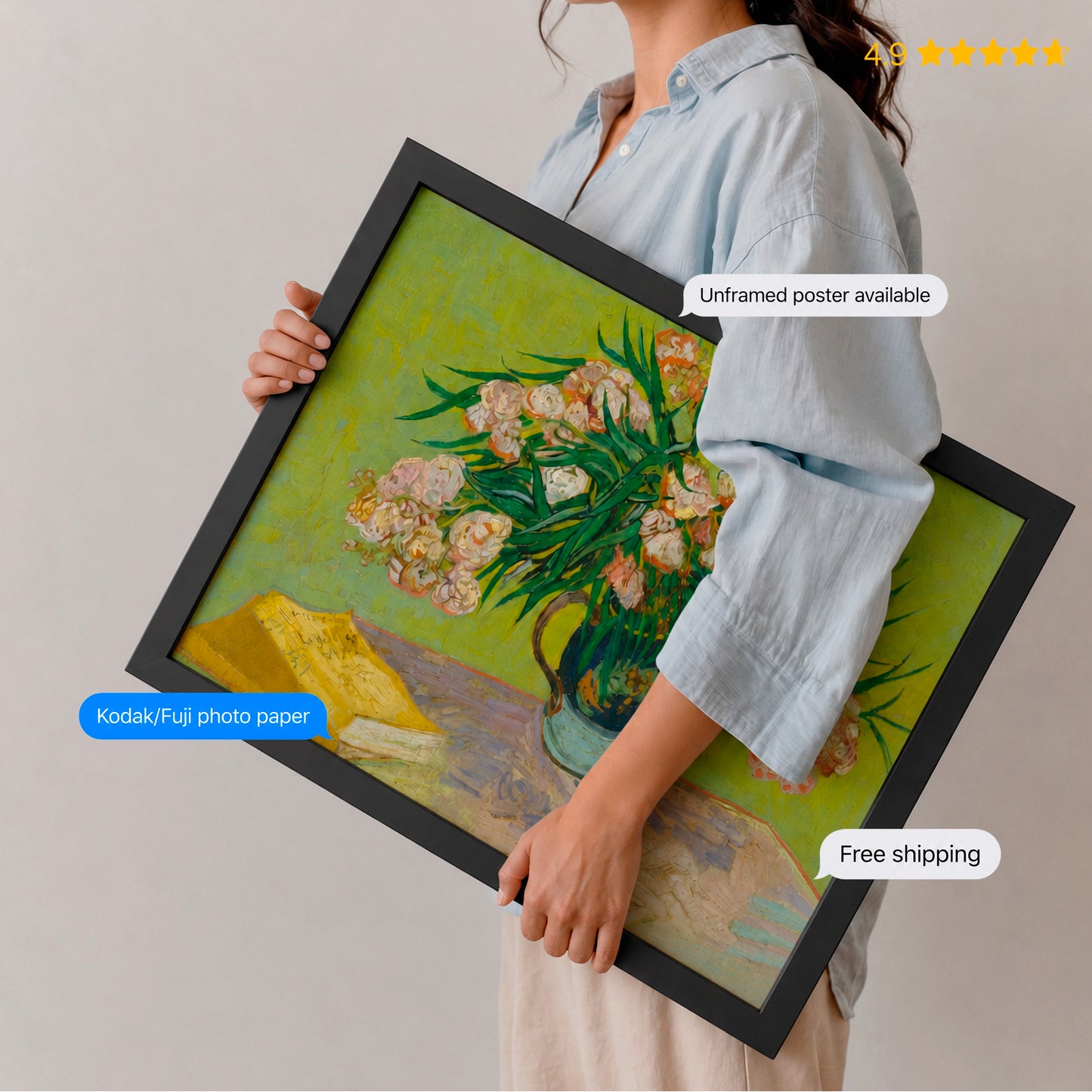 Oleanders by Vincent van Gogh Poster & Framed Print