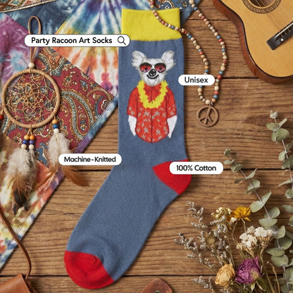 Party Racoon Art Socks