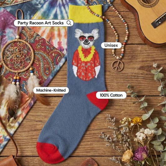 Party Racoon Art Socks