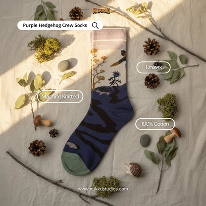 Purple Hedgehog Art Socks