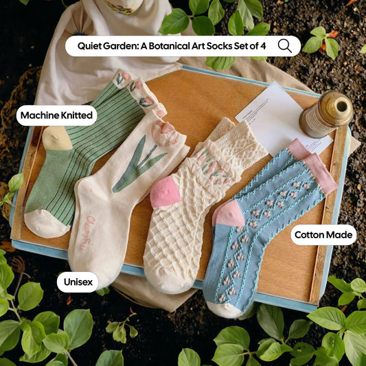 Quiet Garden: Delicate Art Socks Set of 4