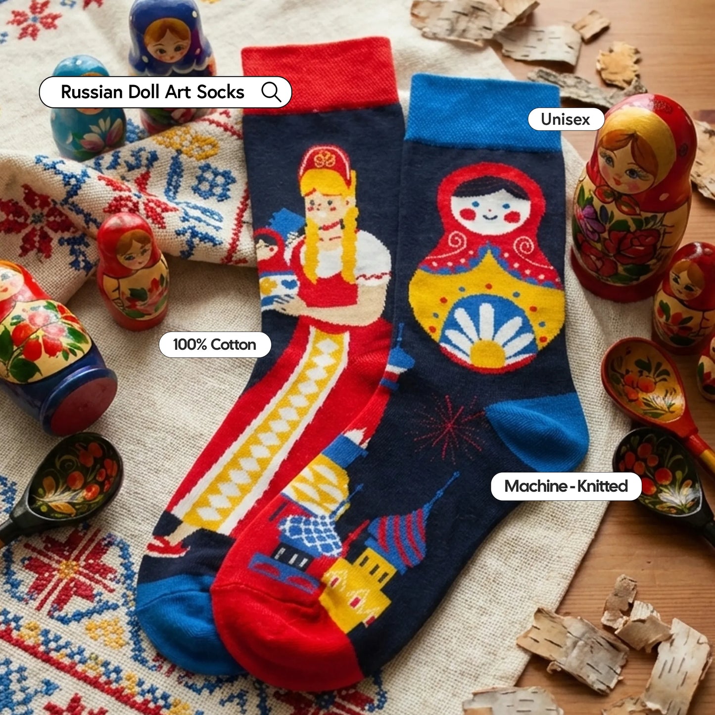 Russian Doll Art Socks