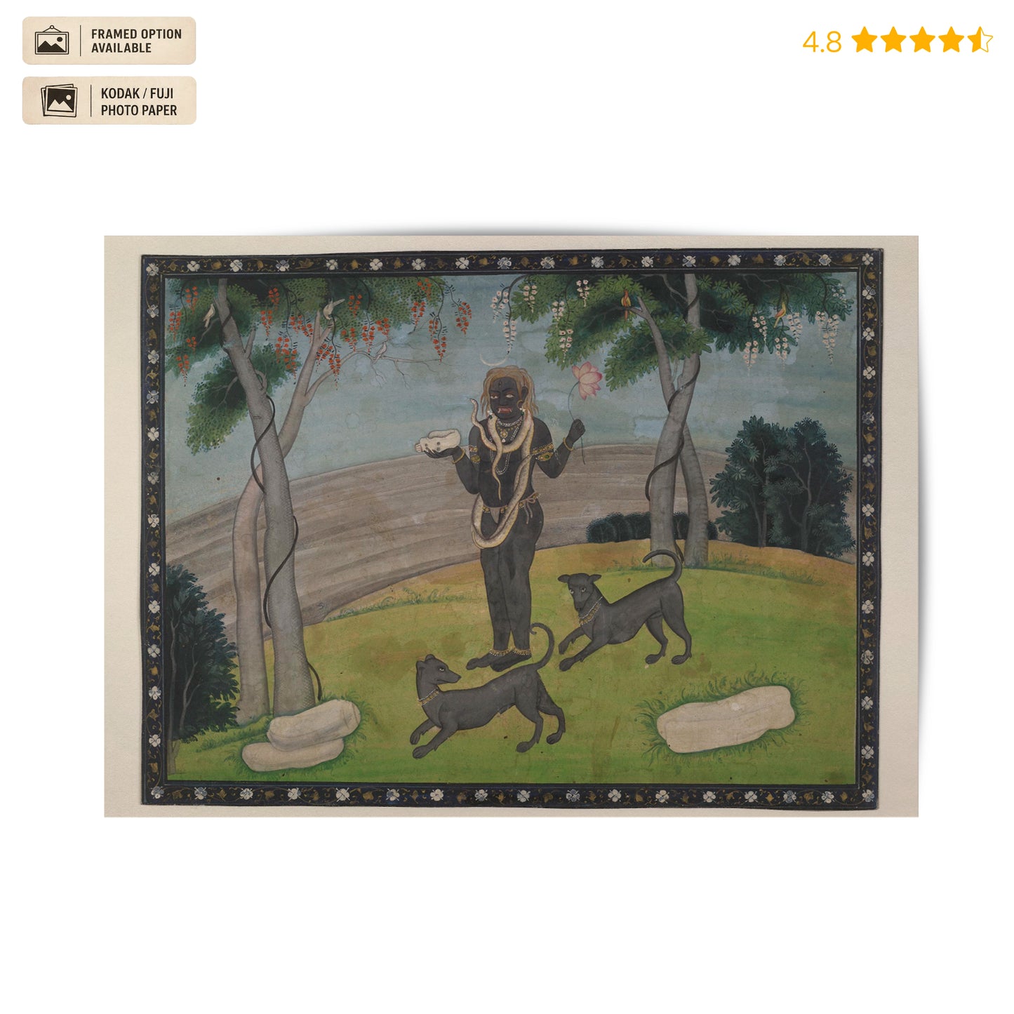 Kala Bhairava with a Kapala Vintage Poster & Framed Print