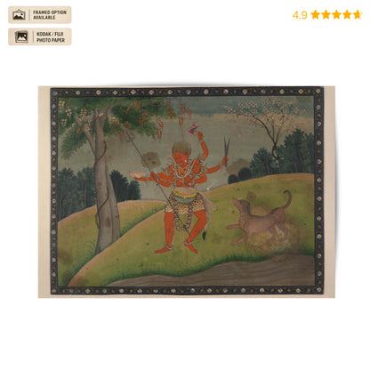 Shiva as Bhairava with a Dog Vintage Poster & Framed Print