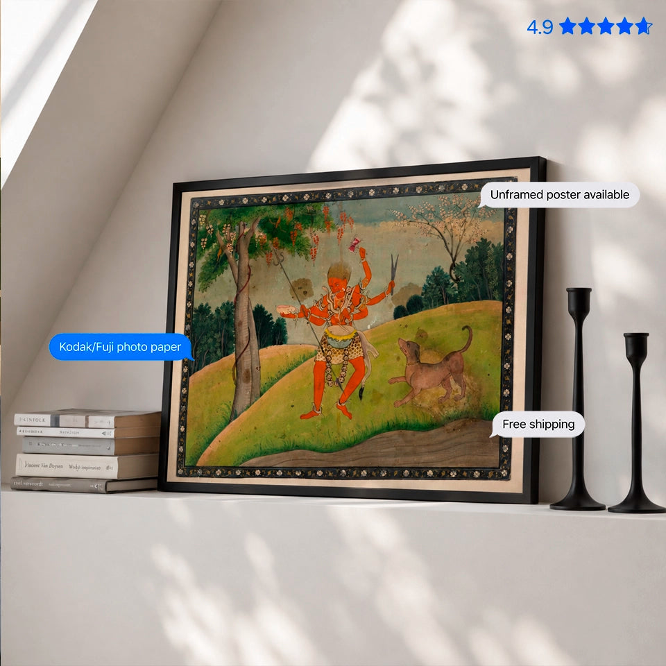 Shiva as Bhairava with a Dog Vintage Poster & Framed Print