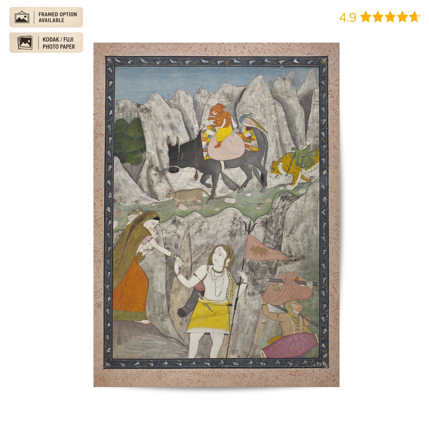 Shiva Family March Himalaya Vintage Poster & Framed Print