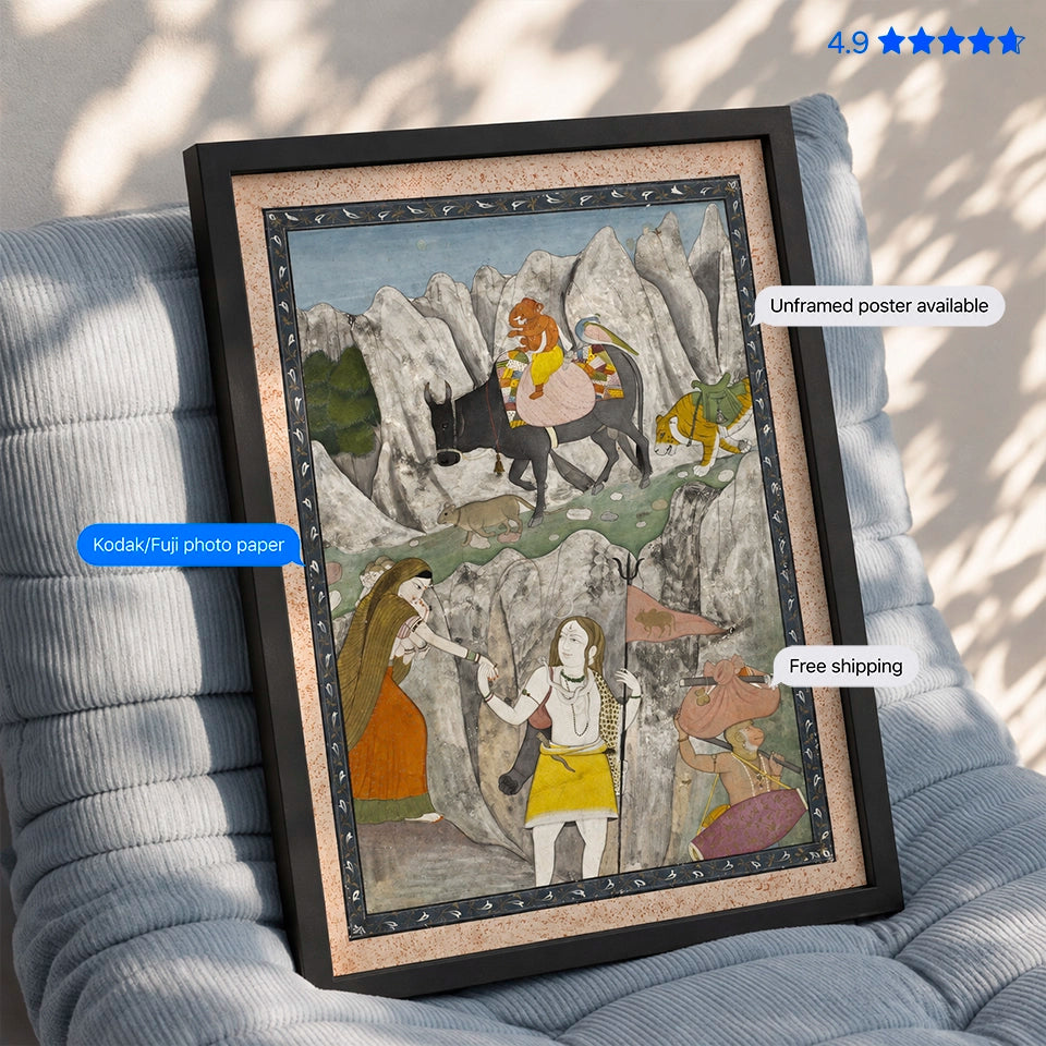 Shiva Family March Himalaya Vintage Poster & Framed Print