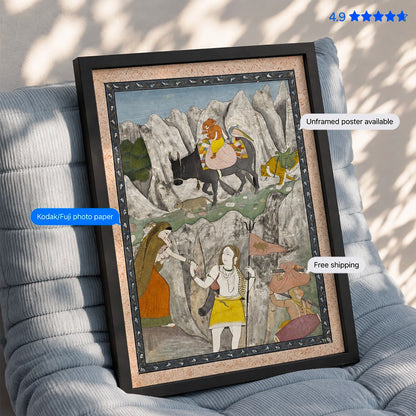 Shiva Family March Himalaya Vintage Poster & Framed Print