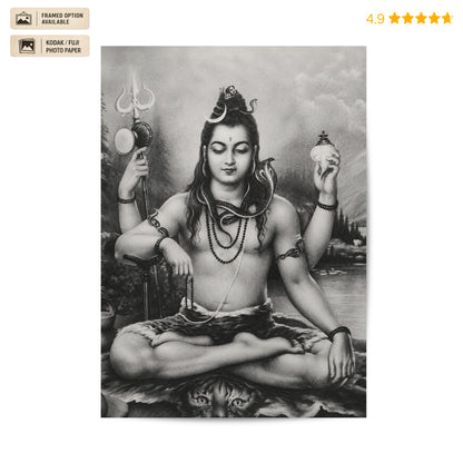 Shiva Dhyaan Vintage Poster & Framed Print