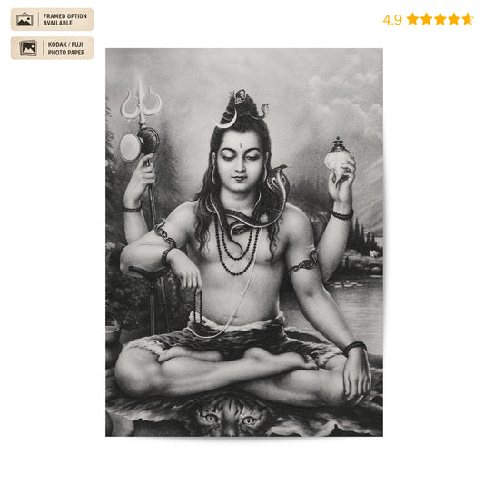 Shiva Dhyaan Vintage Poster & Framed Print