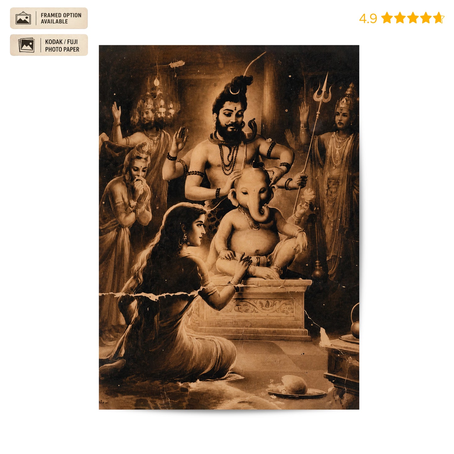 Shiv Pariwar Vintage Poster & Framed Print