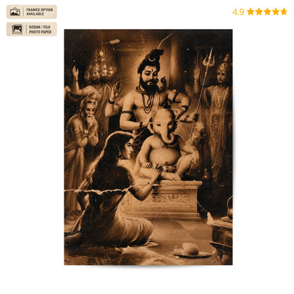 Shiv Pariwar Vintage Poster & Framed Print