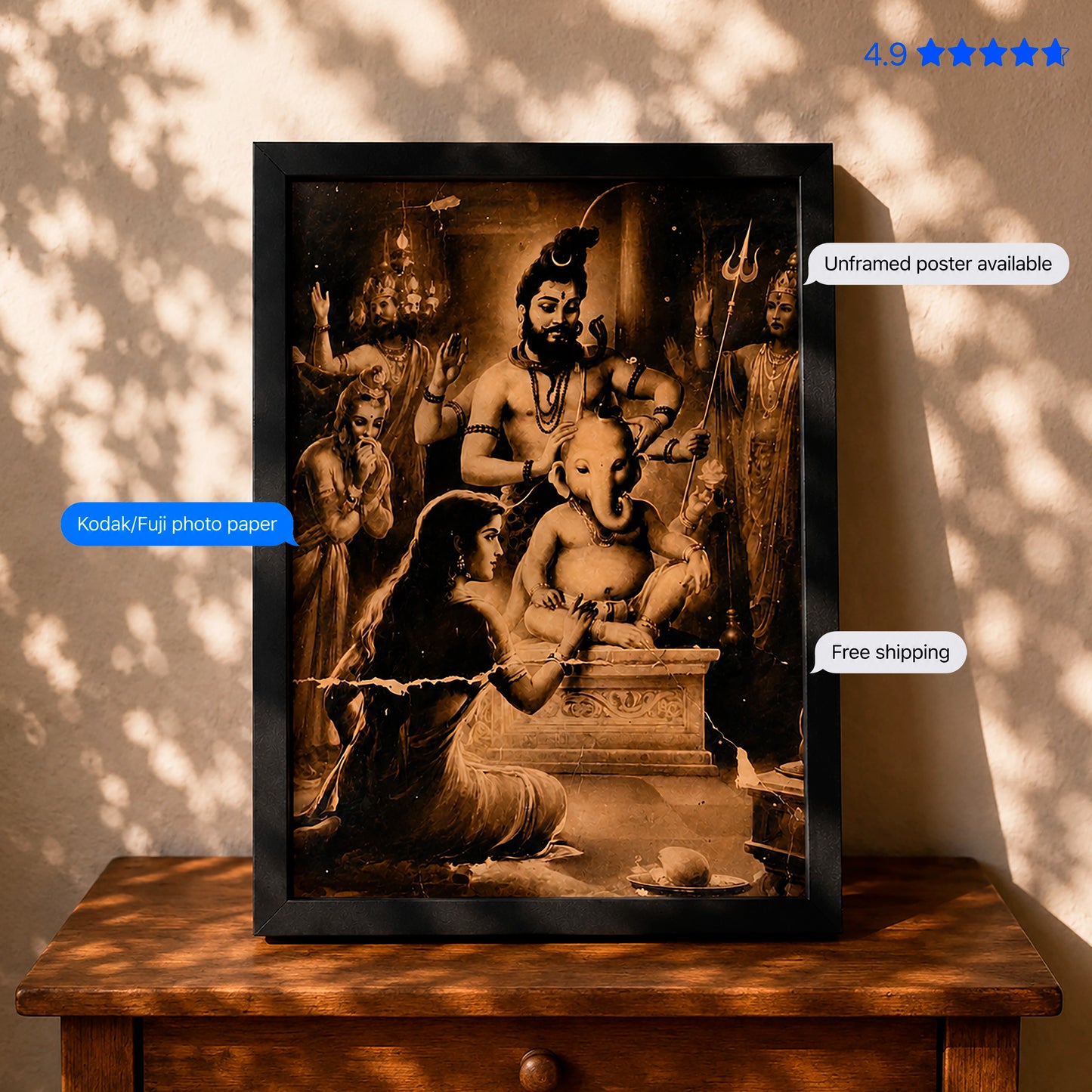Shiv Pariwar Vintage Poster & Framed Print