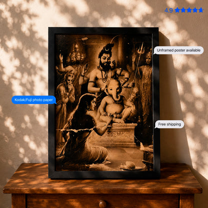 Shiv Pariwar Vintage Poster & Framed Print