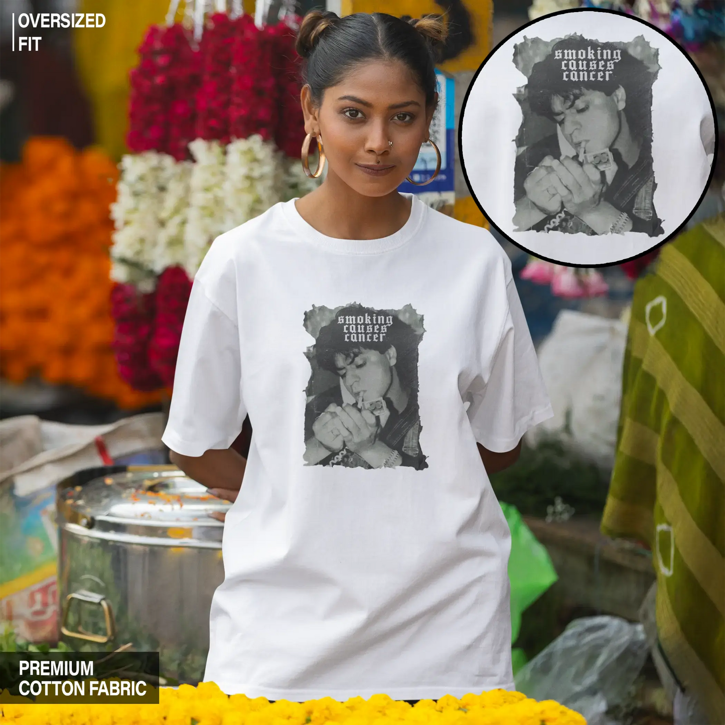 Shah Rukh Khan (SRK) - Smoking Causes Cancer Oversized T-shirt