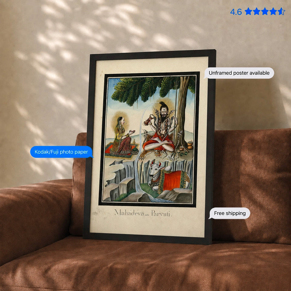 Mahadev and Parvarti Vintage Poster & Framed Print